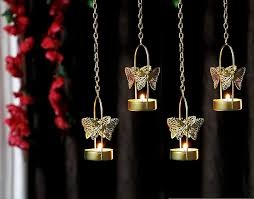Brass Golden Color Brass Butterfly Candle Stand Set Of 4