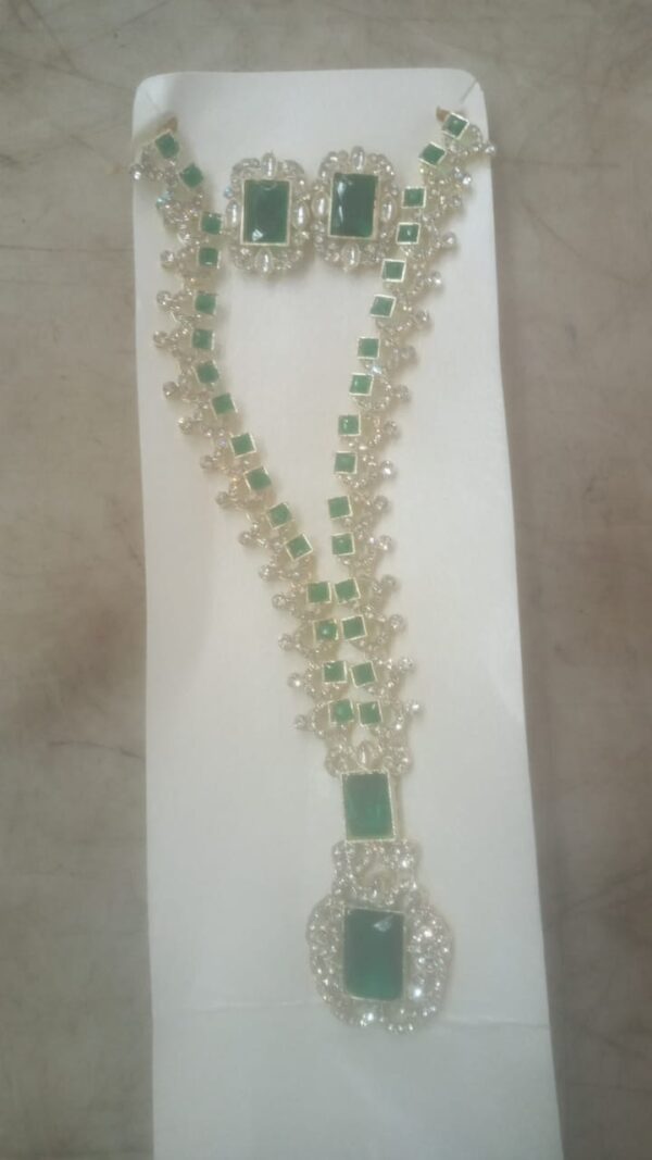 Necklace And Earring Set For Women Green And White