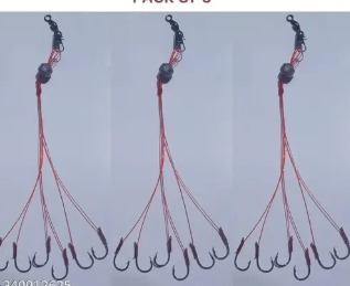 Bait Holder Fishing Hook 6 Hook Gucha Pack Of 3