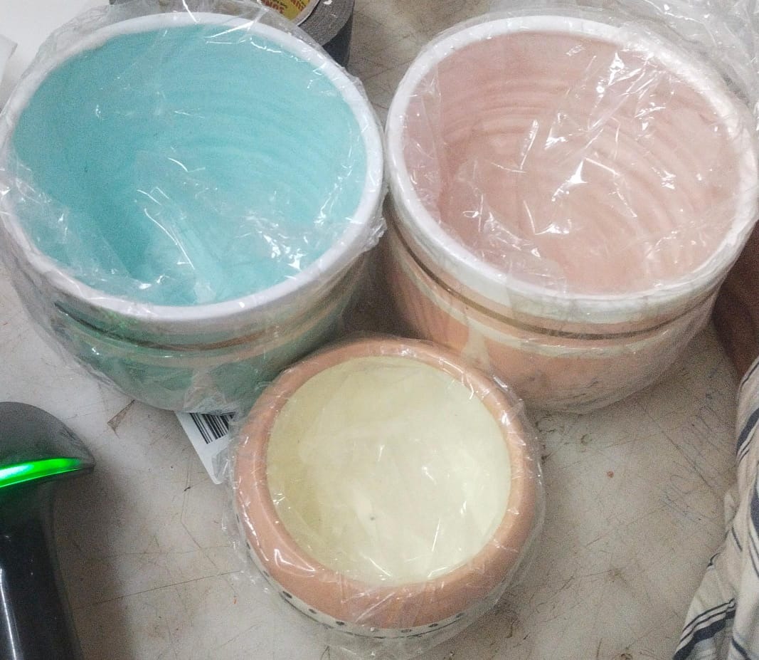 Ceramic Flower Pots Multicolour Pack Of 3