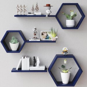 Vought Store Wooden Hexagon Shape Floating Shelves Wall Shelves For Living Room
