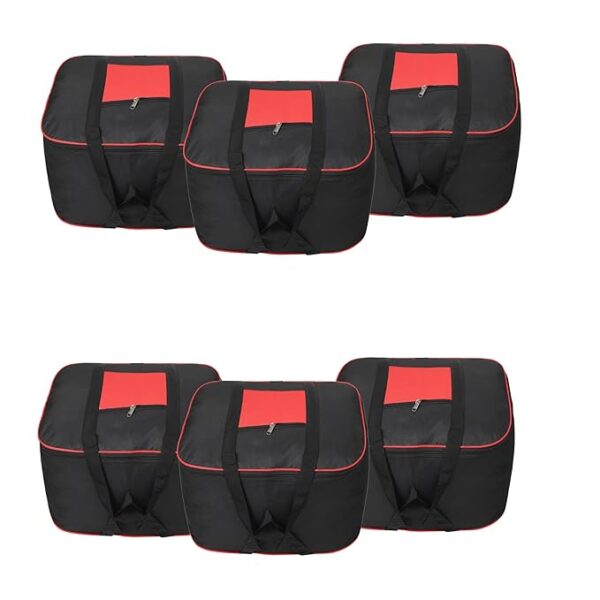 Double R Bags Storage Bag Organizer With Front Zipper Red And Black Pack Of 6