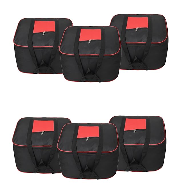 Double R Bags Storage Bag Organizer With Front Zipper Red And Black Pack Of 6