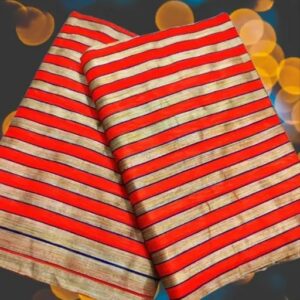 Bhagalpuri Ghisa Cotton Mekhela Chador Or Temple Pack Of 2 Red And Golden Colour