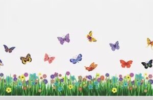 Flower Grass Decorative Creative Colorful Wall Sticker 40Cm X 150 Cm Multicolor