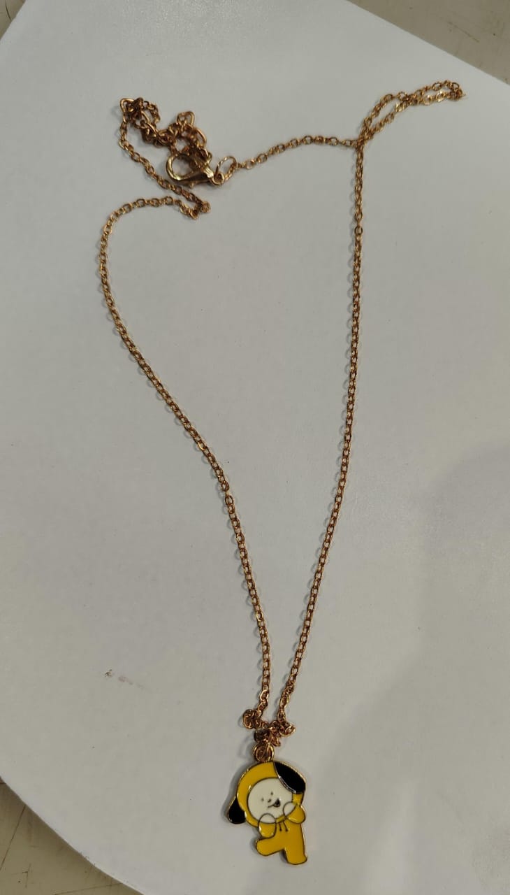 Mustard Colour Pendant With Chain For Women