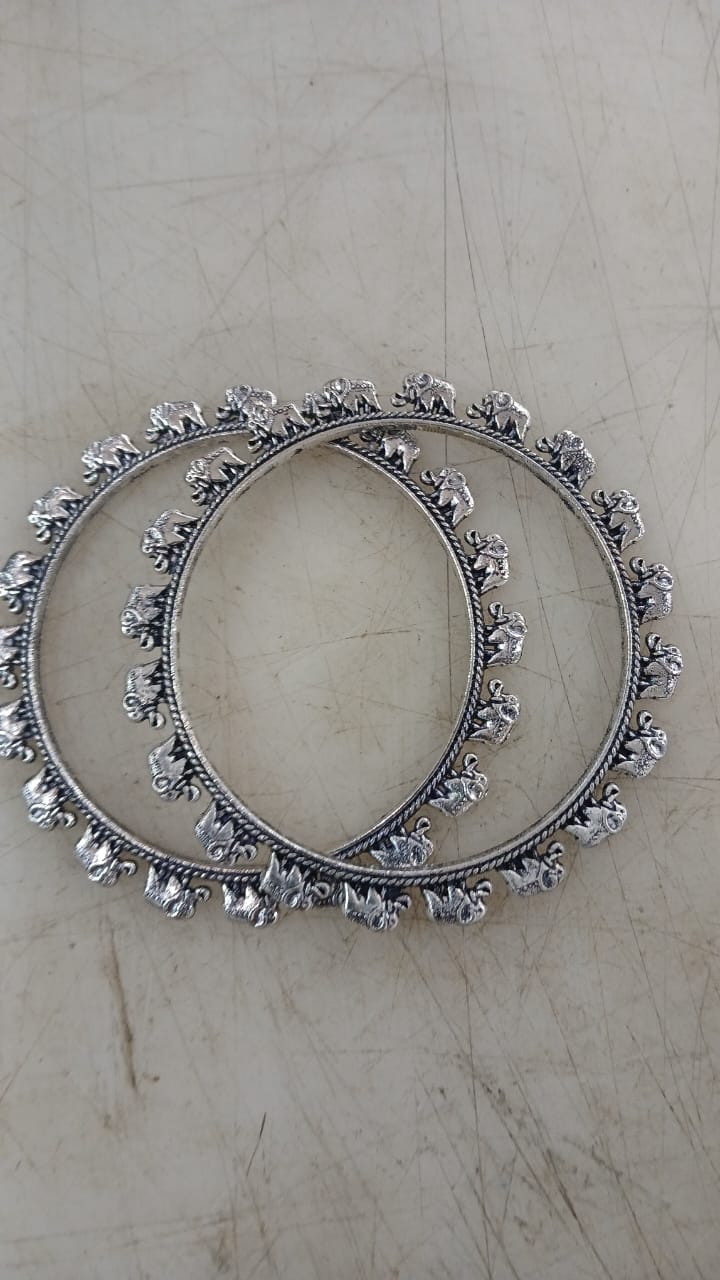 Latest Designed SilverPlated Oxidized Kada Bangle For Girls 2Point4
