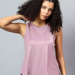 Fitkin Lavender Tank Top With Back Net Panel Design Size S