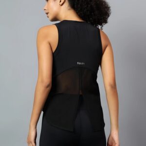 Fitkin Black Tank Top With Back Net Panel Design Size M
