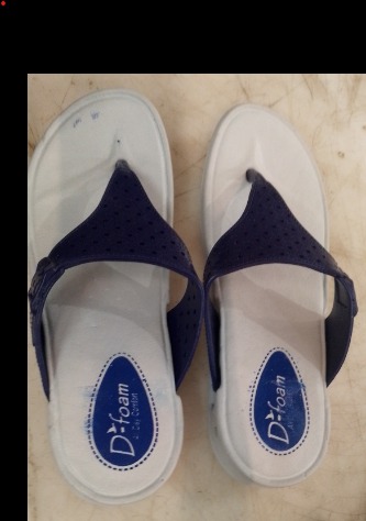 Women Grey And Blue Colour Slippers Size 6