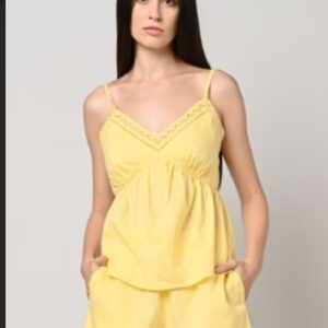 Marks Spencer SwissDot Top Shorts Set Size L Yellow Color