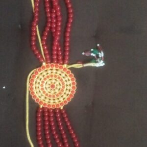 Fancy Round Pendant Choker Set For Woman Red Colour