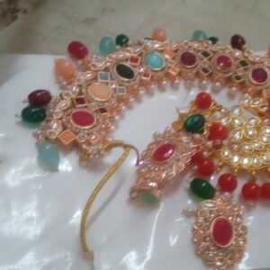 Sukkhi Gold Plated Red Choker Necklace And Earring Set For Women