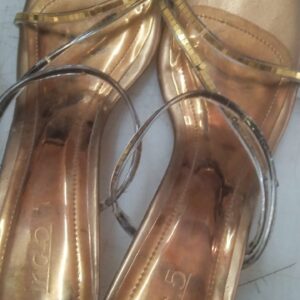 Women MultiStrap Golden SculptureHeeled Sandals Size 40