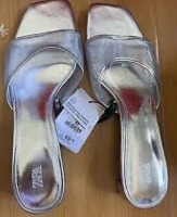 Zara Women Silver Color Sandals Size 39