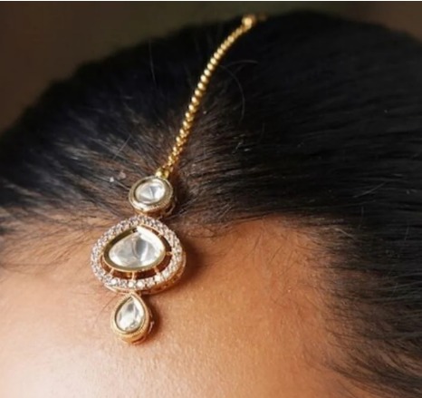Abdesigns Elite Polki Kundan Drop Maang Tikka