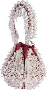 Swiss Women Embroidered Pearl Beaded Potli Bag For Women
