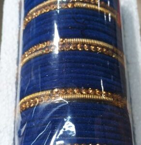 Beautiful Golden And Blue Bangles Set For Women Size 2X4