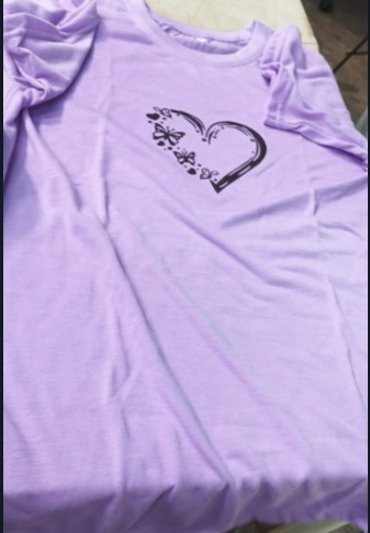 Purple Printed Half Sleeve Shirt For Women Size L