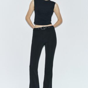 Zara Women Contouring Stretch Flare Trousers Black Size S