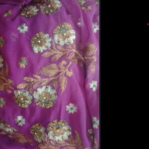 Women Purple Colour Embroidery Work Saree