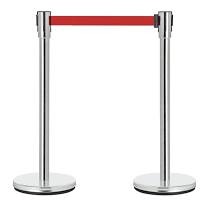 Robustt Stainless Steel Silver Q Manager Assorted Color Belt 900Mm Pillar 2 Pole