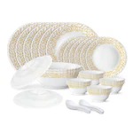 Borosil Garland 33 Pcs Silk Series White Opalware Dinner Set