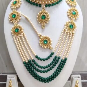 Bridal Jewellery Set For Women Girls Pearl Gold Plated Bead Necklace And Earrings