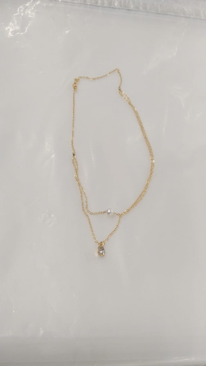 Golden Color Pearl Locket Chain For Women