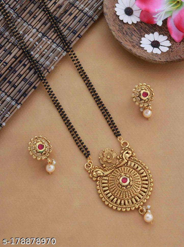 Stylish Round Shaped Mangalsutra With Earrings