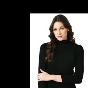Women High Neck Sweaters Black Size M