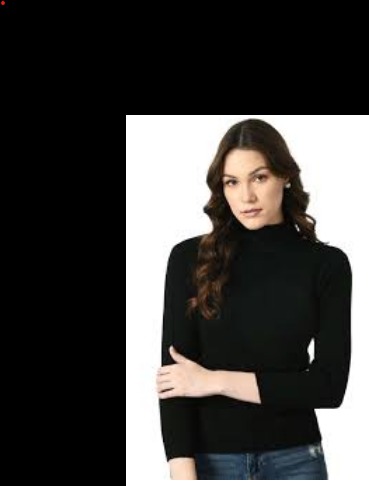 Women High Neck Sweaters Black Size M