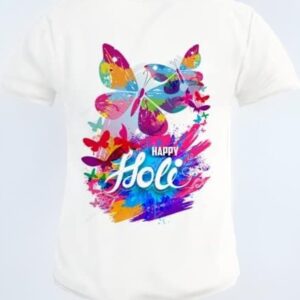Round Neck Half Sleeve Printed Boys T Shirt White Size M