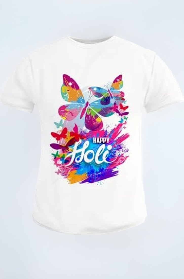 Round Neck Half Sleeve Printed Boys T Shirt White Size M