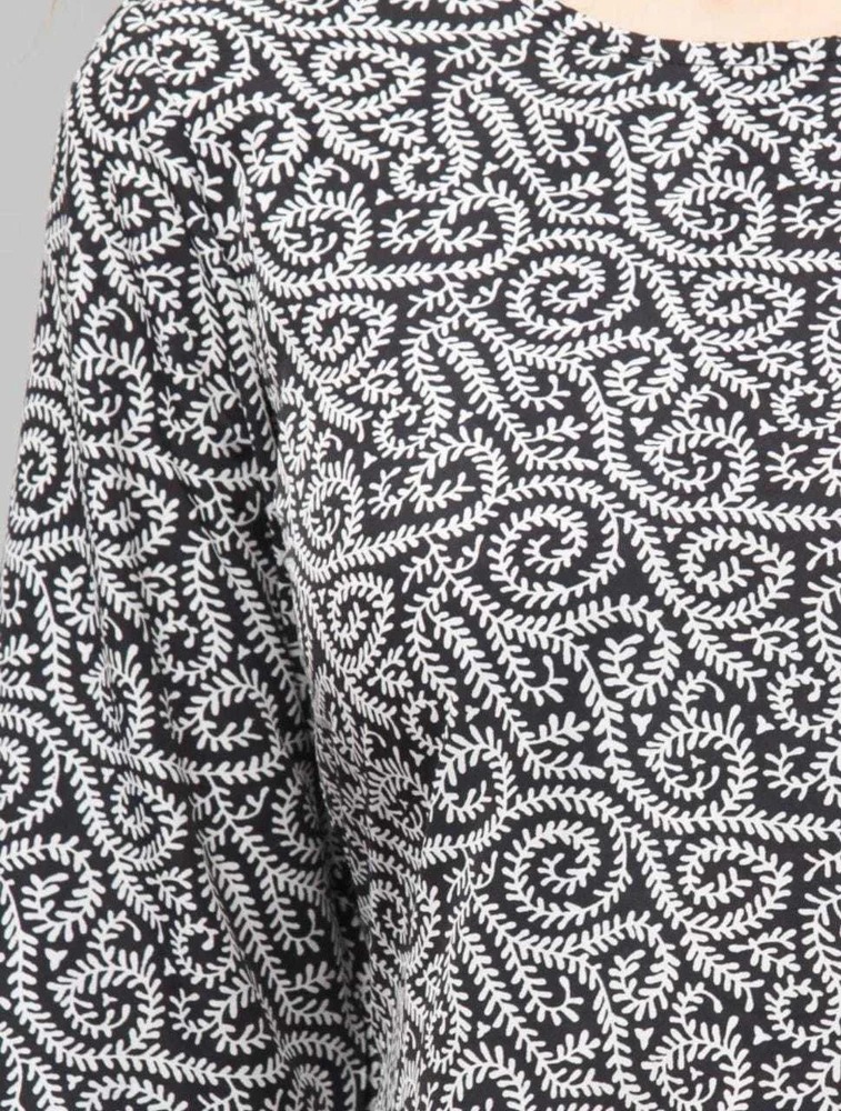 Casual Regular Sleeves Graphic Print Women White Black Top Size Xl