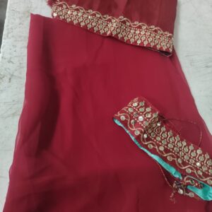 Maroon Colour Saree With Unstitched Blouse For Women