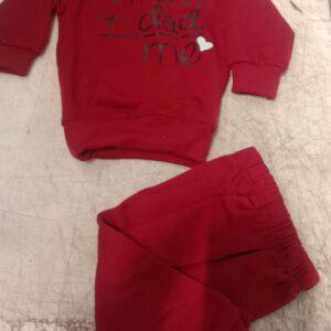 Mom Dad Me Maroon Fleece Winter Sweater Set For Boys Kids For 8 To 12 Months