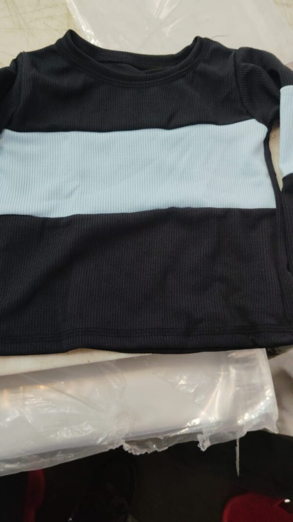 Kids Girl Black And Sky Blue Color Full Sleeve T Shirt Size 1 Years