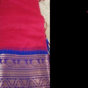 Women Pink And Blue Saree