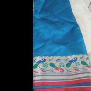 Women Teal Colour With Embroidery Work Saree