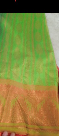 Women Green And Orange Colour Saree