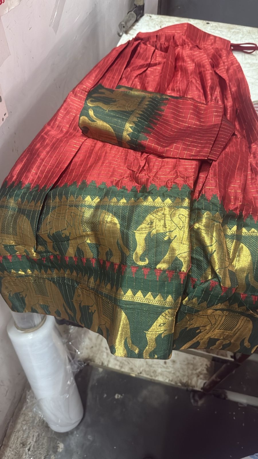 Women Maroon And Green Color Lehenga Choli