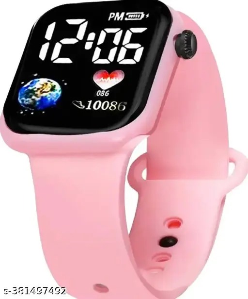Stylish Fashionable Digital Watches For Kids Girls Pink Color
