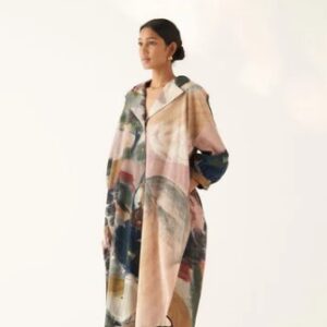 Ofrida Multicolour Printed Wallflower Trench Dress Without Belt For Women Size L