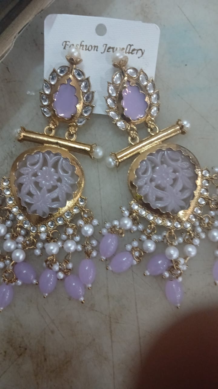 Earrings For Women Colour Golden Purple