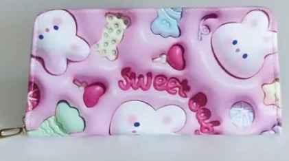 Cute Girls Long Wallet Coin Single Zipper Multicolour