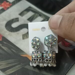 Tet Earring For GirlsOxidized Silver