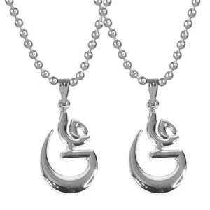 Stainless Steel Silver Color Ali Allah Islamic Arabic Locket Pendant Necklace Ball Chain Pack 2