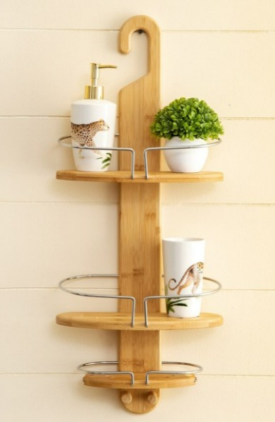 Home Centre Brown Chelsea Bamboo Shower Caddy