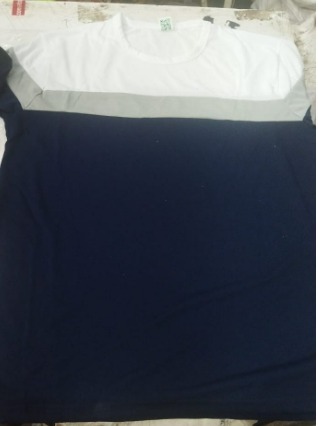 Ausk Men Navy Blue White Green Colorblocked Neck Cotton Half Sleeve T Shirt Size Xxl